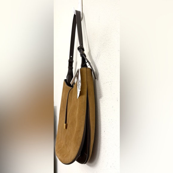 NWT ZARA Suede Leather Shoulder Bag – Brown Cowhide & Camel - Equestrian Boho - Picture 8 of 17
